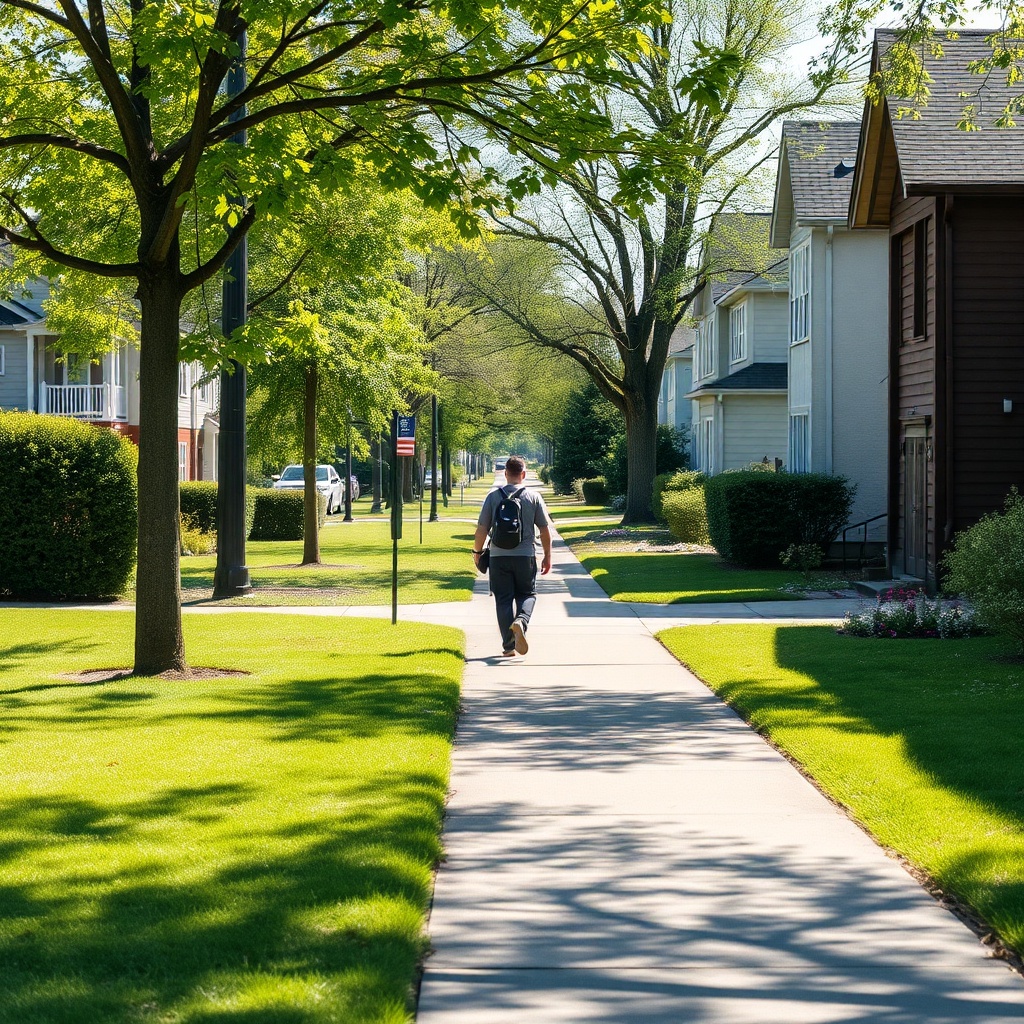 Person walking briskly outdoors
